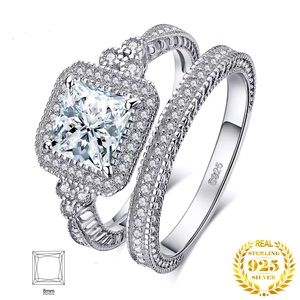 2 Carat Princess Cut Vintage Pavé Engagement Bridal Set